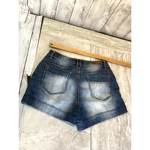 Lei Youth Girls Tatum Button Fly High Rise Blue Denim Jean Shorts Size 11 - Picture 3 of 3